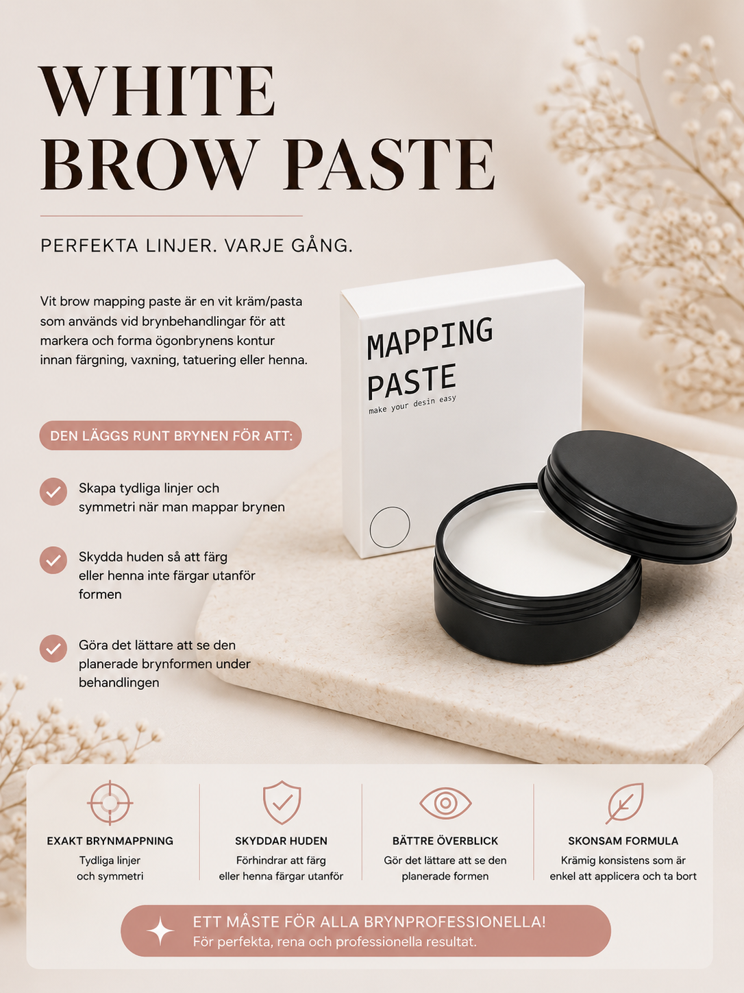 White Brow Mapping Paste för professionell brynmappning