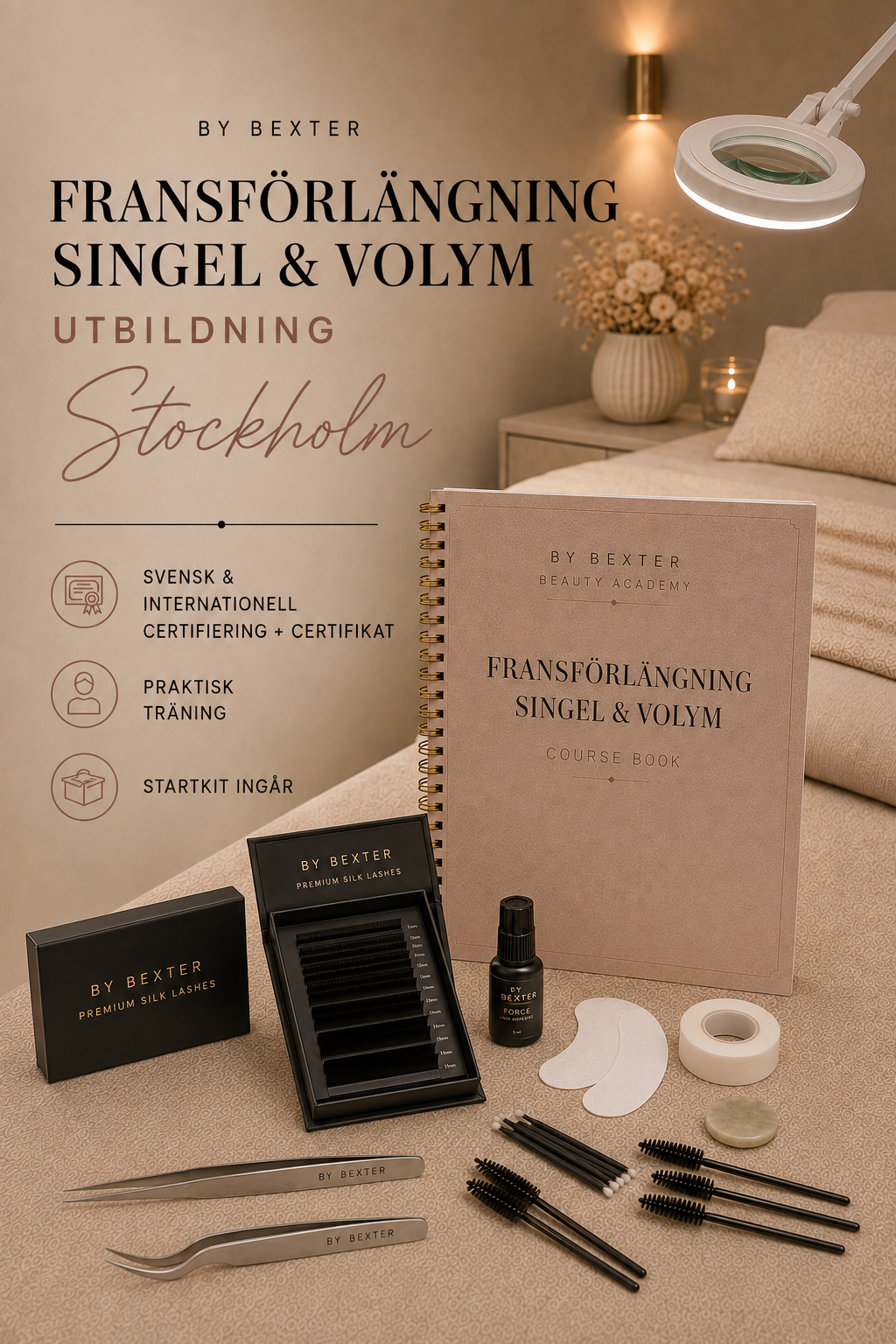 Fransförlängningsutbildning i Stockholm för singel och volym