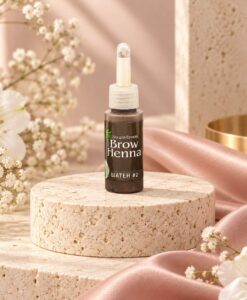 BH Brow Henna för ögonbryn på ljus travertinsockel