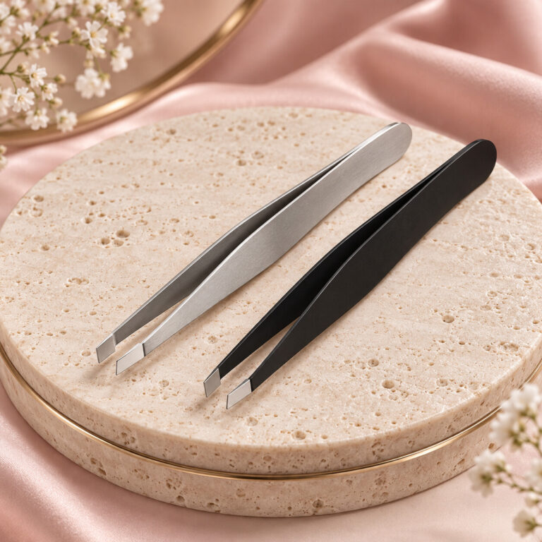 Biosmetics pincett för Brow Lamination i matt silver och svart