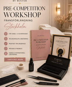 Pre-Competition Workshop för fransförlängning i Stockholm med tävlingskit