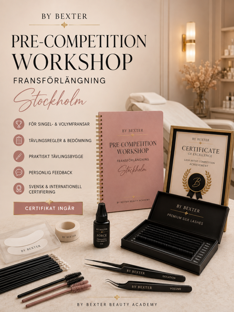 Pre-Competition Workshop för fransförlängning i Stockholm med tävlingskit