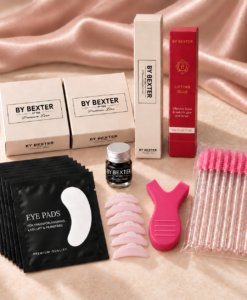By Bexter Lash Lift Kit Basic med keratin, ljusrosa silikonrullar, Y-kammar, svarta eyepads och mascaraborstar