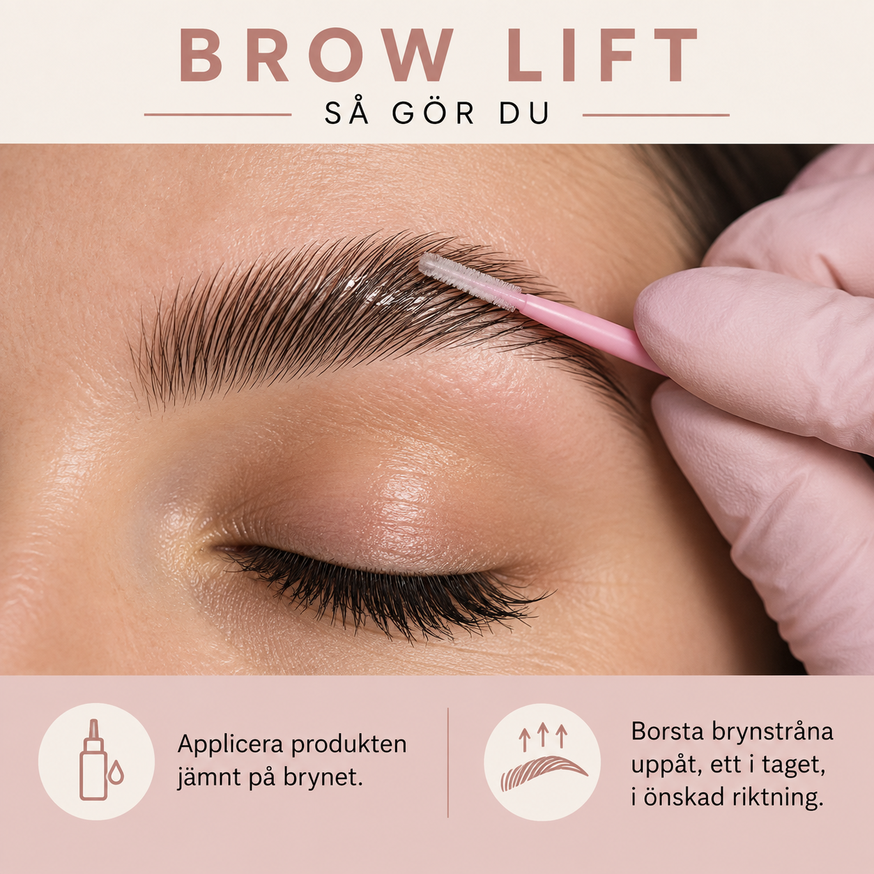 Mini borste vid professionell Brow Lift-behandling