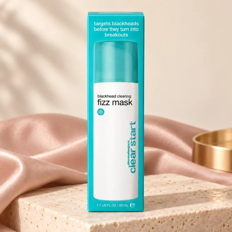 Dermalogica Clear Start Blackhead Clearing Fizz Mask 50 ml i exklusiv beige och puderrosa miljö