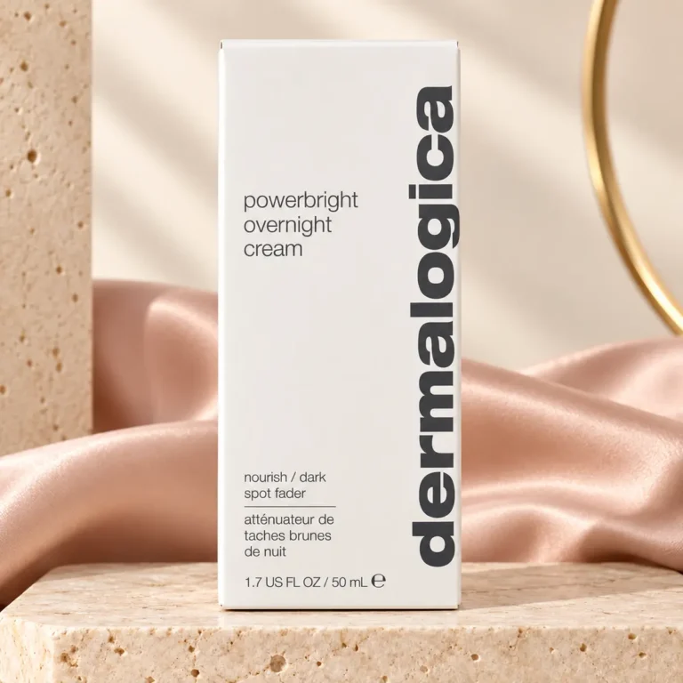 Dermalogica PowerBright Overnight Cream 50 ml i exklusiv beige och puderrosa miljö