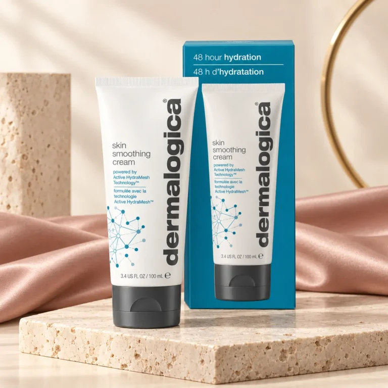 Dermalogica Skin Smoothing Cream 100 ml i exklusiv beige och puderrosa miljö