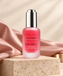 Elixir Cosmeceuticals Pink Serum 30 ml i exklusiv beige och puderrosa miljö