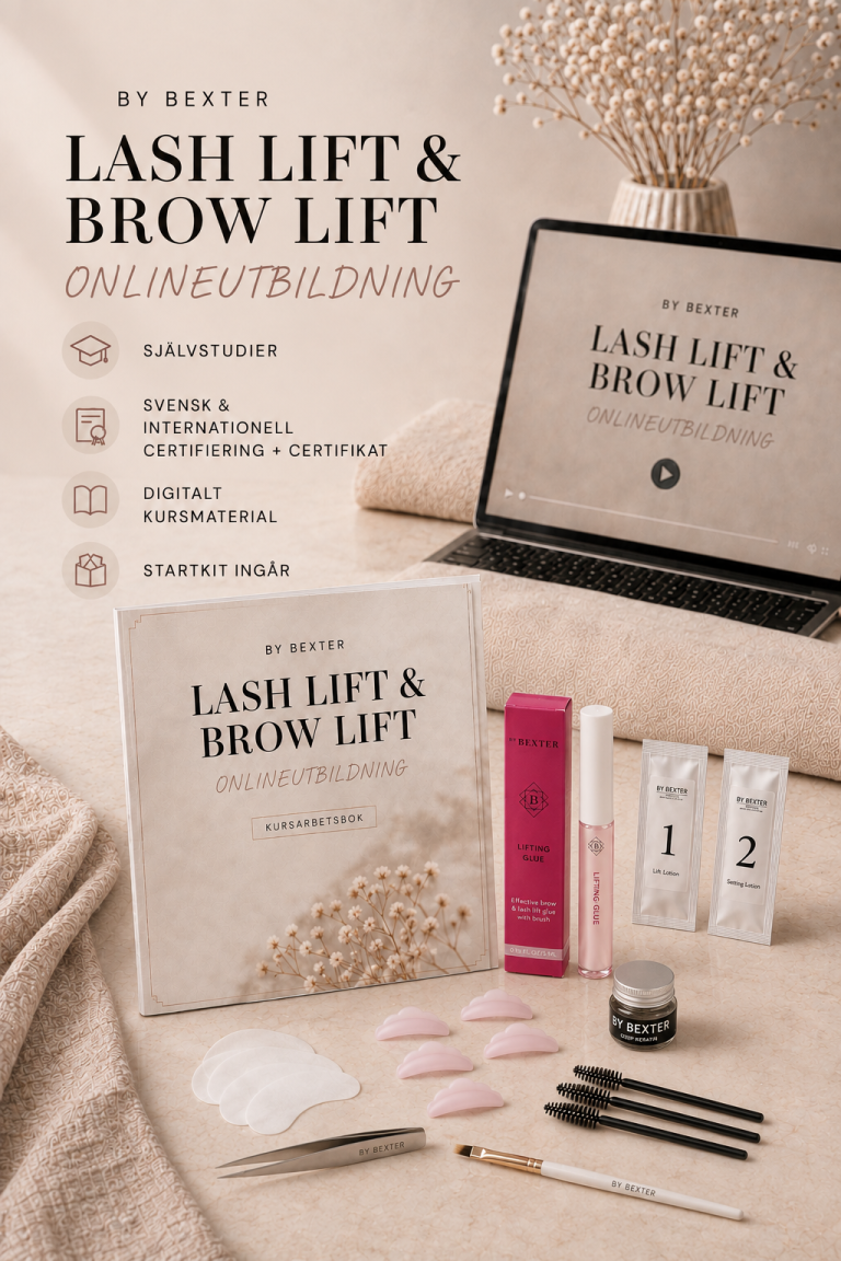 Kombinerad Lash Lift och Brow Lift-onlineutbildning med komplett By Bexter startkit