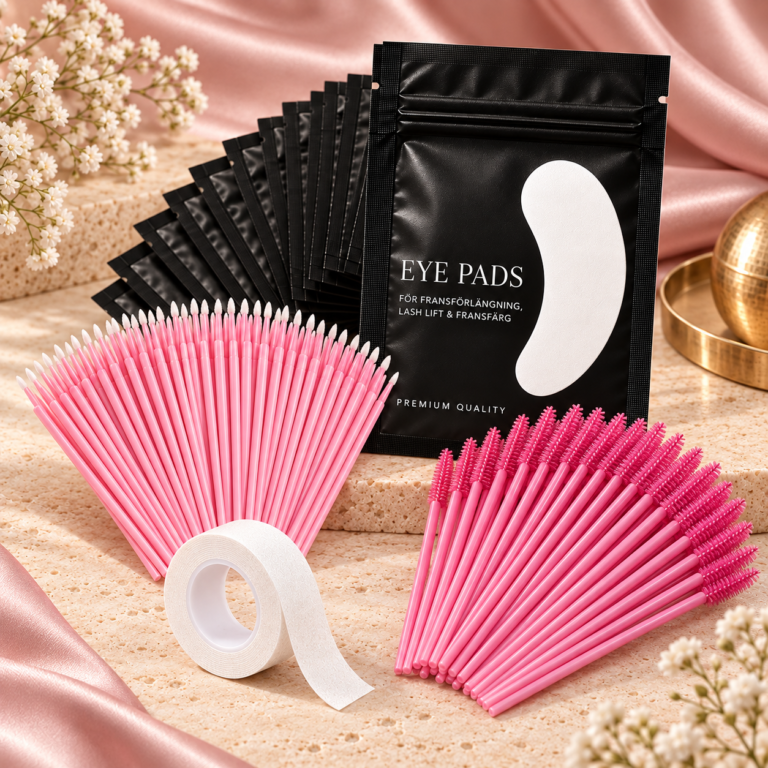 Lash Artist Refill Kit med eyepads, microtops, mascaraborstar och kirurgtejp.